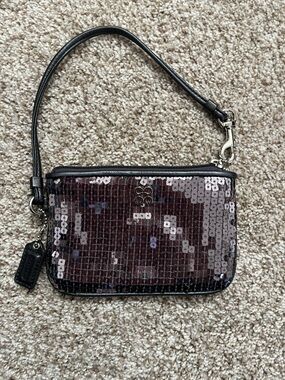 Coach Gunmetal Dark Gray Sequin Wristlet